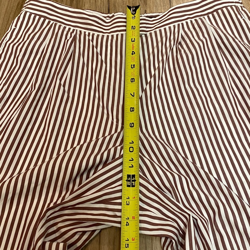 RAG & BONE Lacey Brown Poplin White Stripe Wide Leg Pant Womens Sz 8 - Picture 9 of 14